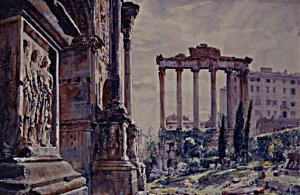 The Arch of Severus and Temple of Saturn, Rome, 1913 watercolour